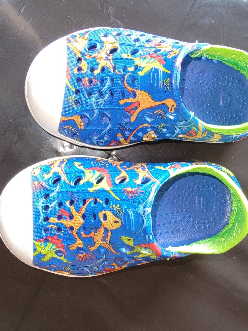 Kids Blue Dino Print Slip-On Clogs